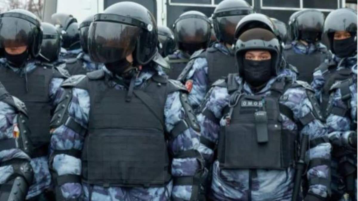 Policía antidisturbios en Moscú, Rusia