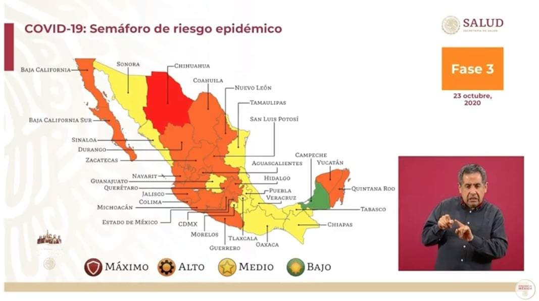 Hay 17 estados en naranja y 14 en amarillo