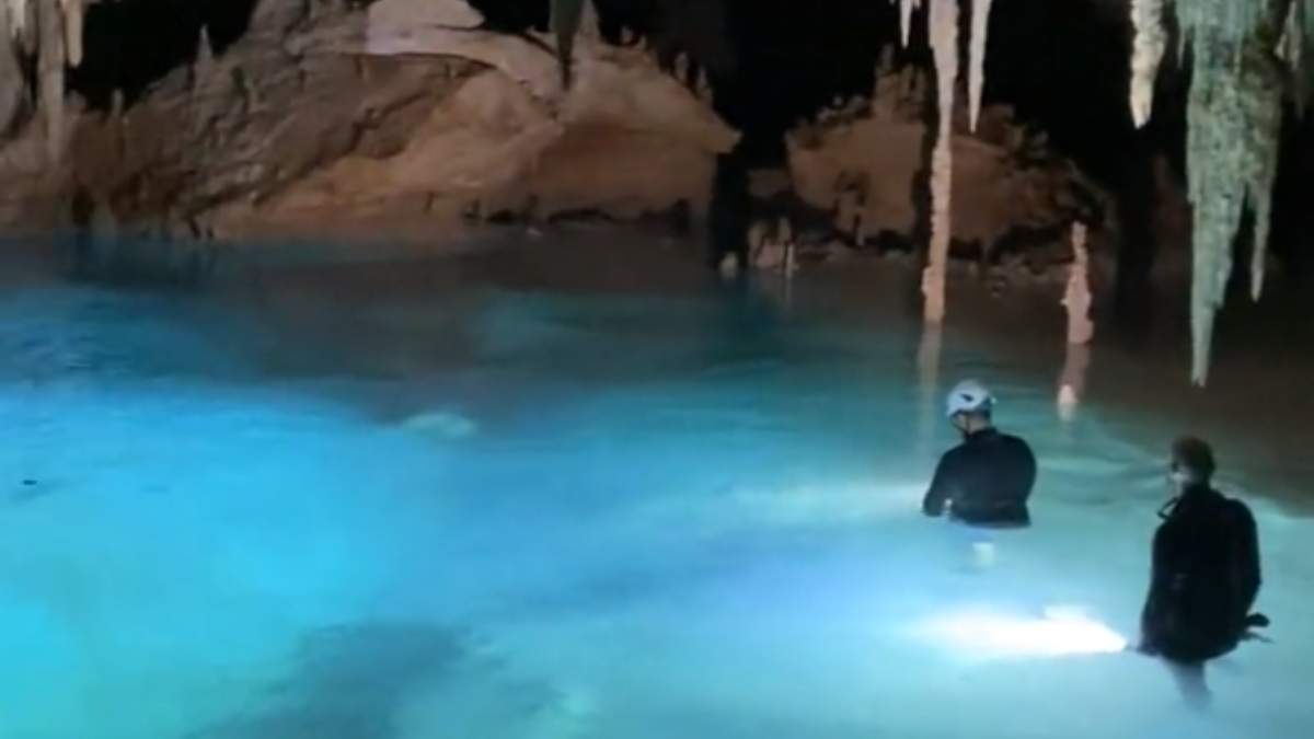 Un cenote localizado bajo el trazo del Tren Maya