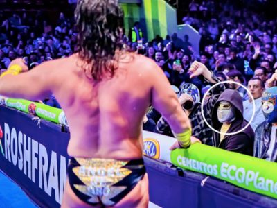 Así fue captado Bad Bunny en la lucha libre de la Arena México con una máscara del Místico (Videos)