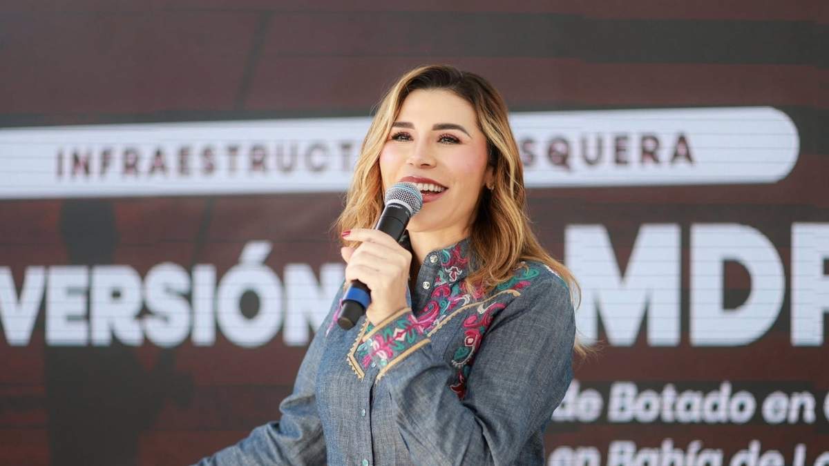 La gobernadora de Baja California, Marina del Pilar, en su conferencia matinal en San Quintín, el martes 10 de marzo de 2026