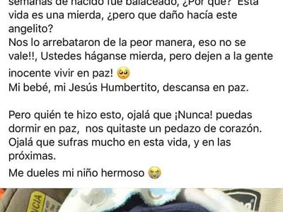 Sonora: Muere bebé tras ser herido de bala en la cabeza
