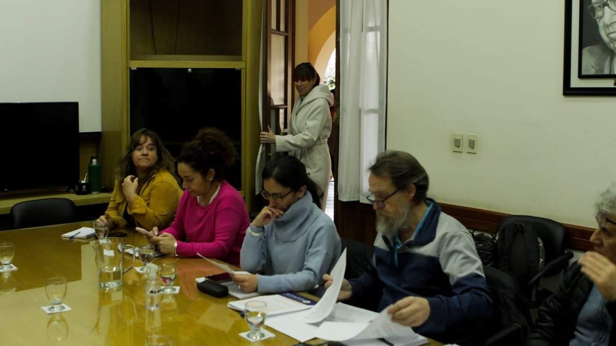 La conducción de ATEN en medio de la negociación. Fuente: (Emiliano Ortiz)