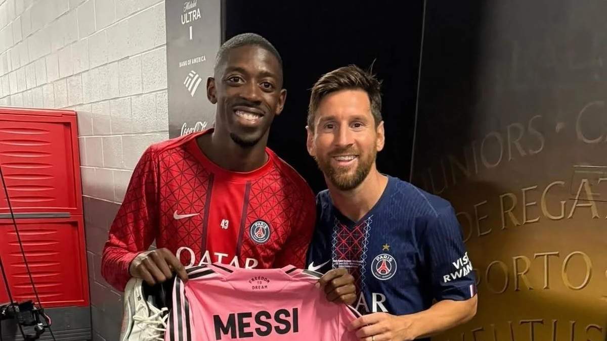 Lionel Messi y Ousmane Dembélé Fuente: (X)