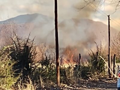 Incendio en Chos Malal al lado de la Ruta 43: trabajan tres dotaciones de bomberos