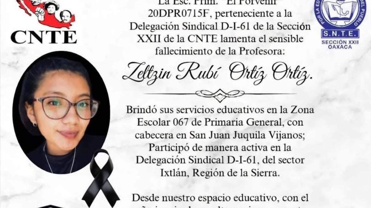 Esquela publicada por la escuela primaria El Porvenir