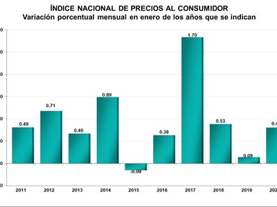 Repunta 0.48% la inflación en enero