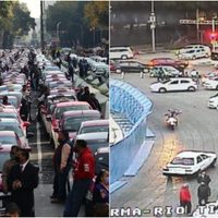 Taxistas se manifiestan en el Ángel de la Independencia contra Uber, Didi y Cabify