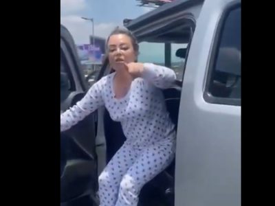 #LadyCollado se queda sin gasolina cuando presuntamente intentaba huir después de chocar (Videos)