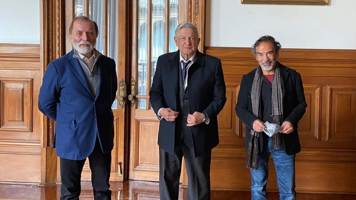 Epigmenio Ibarra, López Obrador y Damián Alcázar