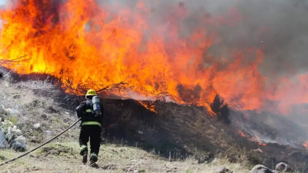 El incendio en el basurero de Junín de los Andes. Fuente: (Info Los Andes)