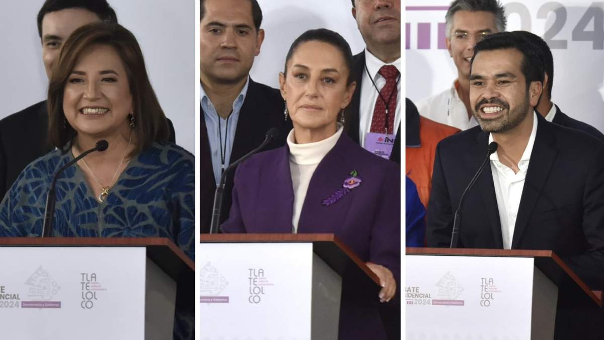 Los tres aspirantes a su llegada al tercer debate
