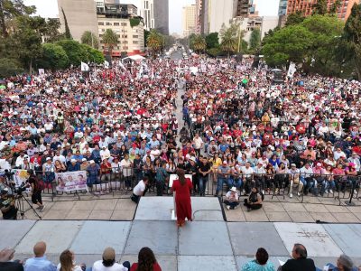 Extrabajadores de Luz y Fuerza dan espaldarazo a Sheinbaum y Brugada