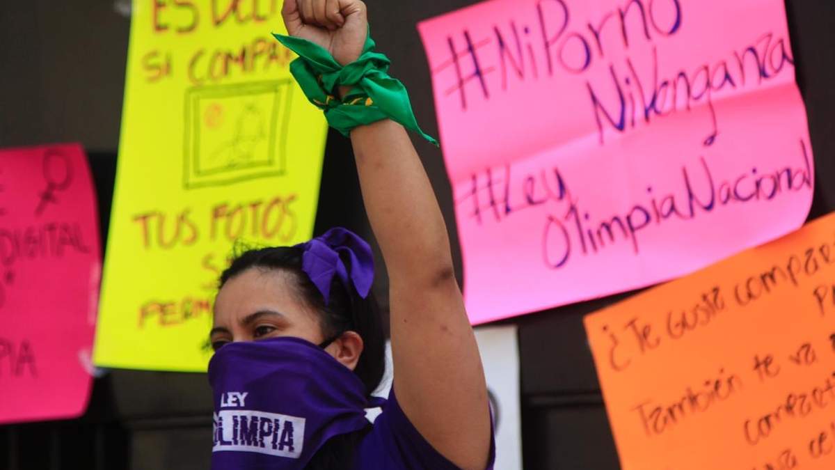 Manifestación en apoyo a la Ley Olimpia