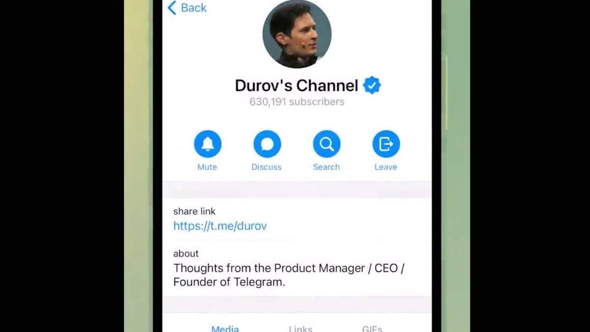 El canal de Pavel Durov en la aplicación que creó