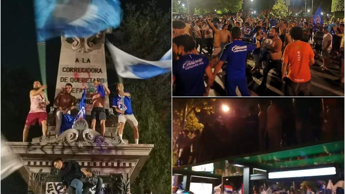 Tras el título del Cruz Azul, aficionados vandalizaron y dañaron monumentos e infraestructura pública