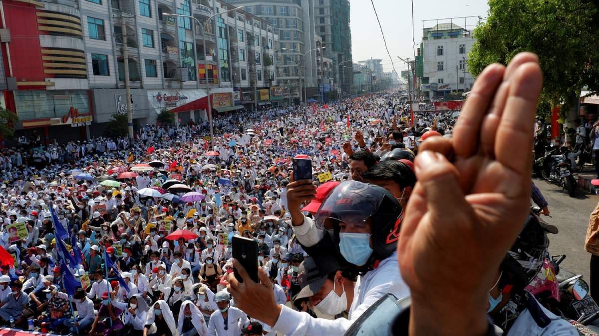 Todos los sectores económicos se han sumado a las protestas de este día en Myanmar. Fuente: (Twitter)
