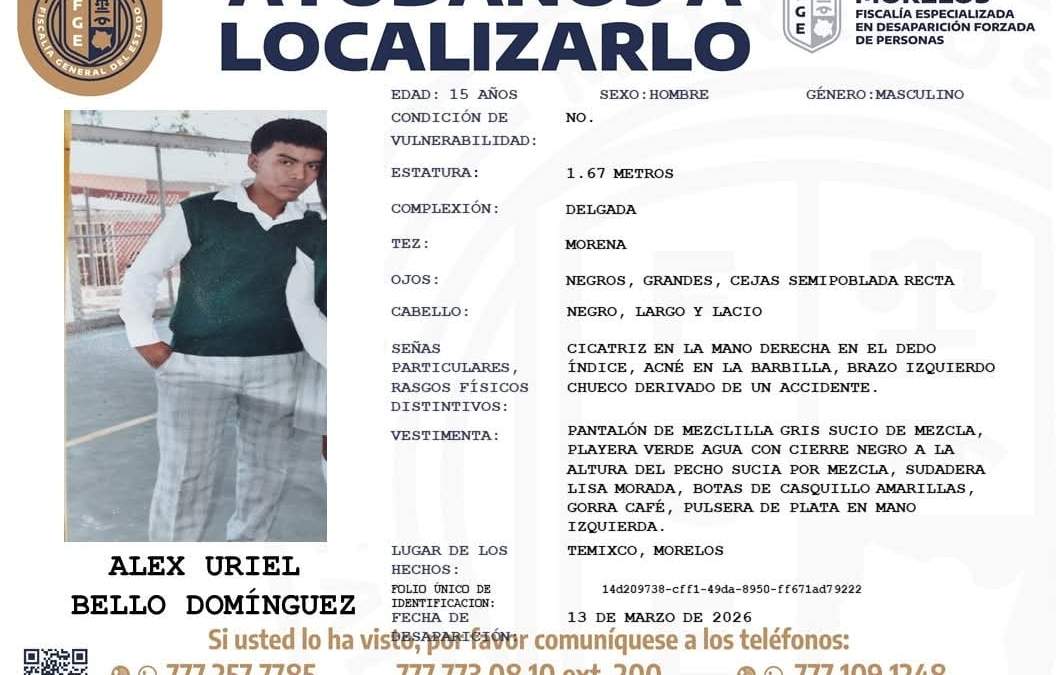 Comunidad indígena de Cuentepec busca a menor de 15 años desaparecido