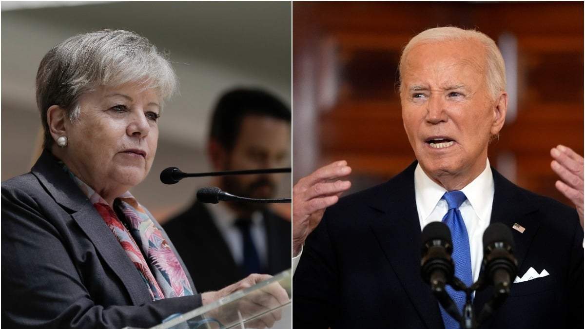 La canciller Alicia Bárcena Ibarra y el presidente estadunidense Joe Biden