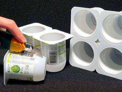 No tires los envases de yogur vacíos, transformalos en esta genial y útil idea para decorar tu jardín