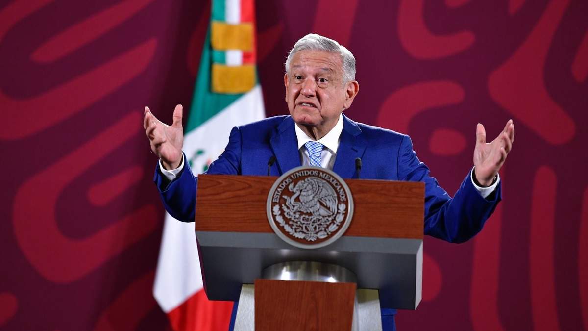 El presidente López Obrador durante la conferencia matutina de este miércoles en Palacio Nacional