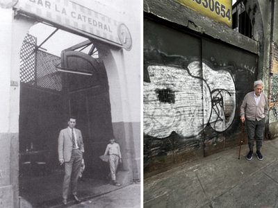 Vargas Llosa se fotografía frente a derruido bar en Perú que inspiró una de sus novelas hace 55 años