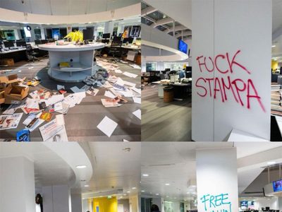 Activistas pro Palestina asaltaron y destrozaron la redacción de un diario italiano