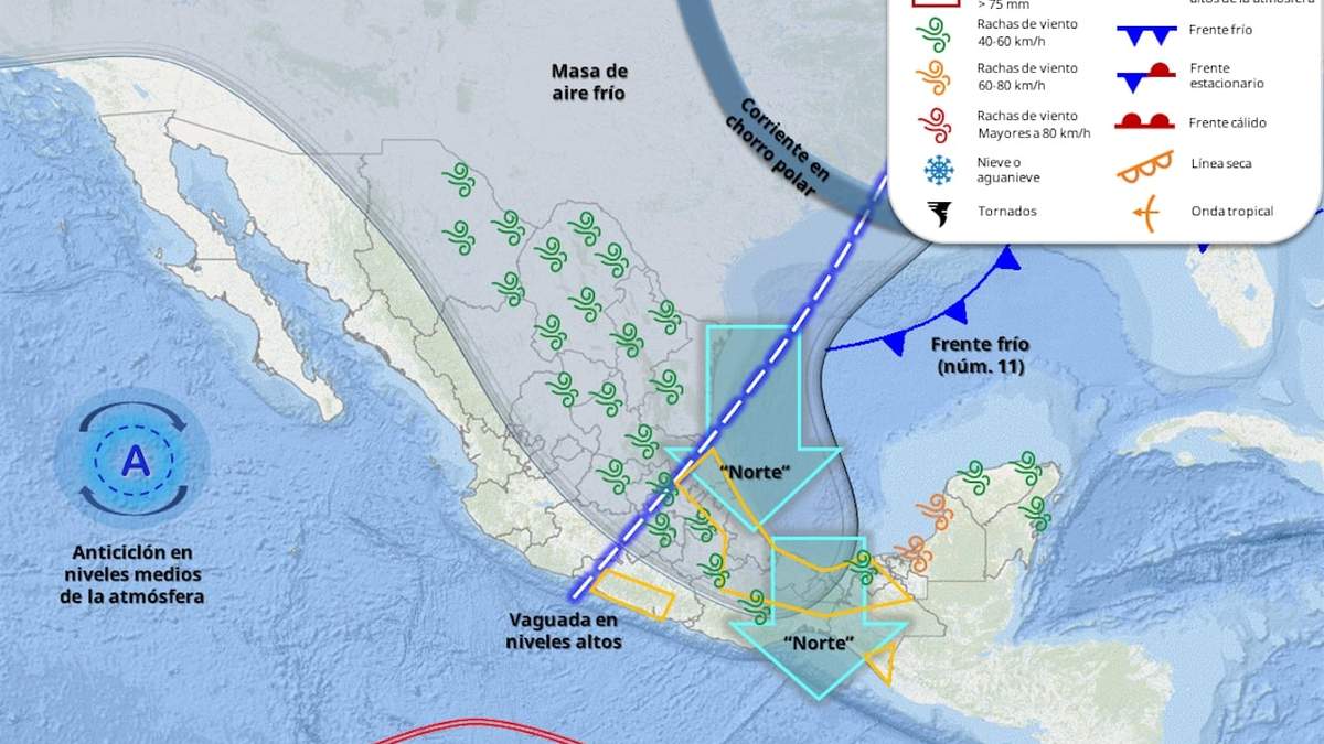 Cómo afectará la masa de aire frío el próximo miércoles