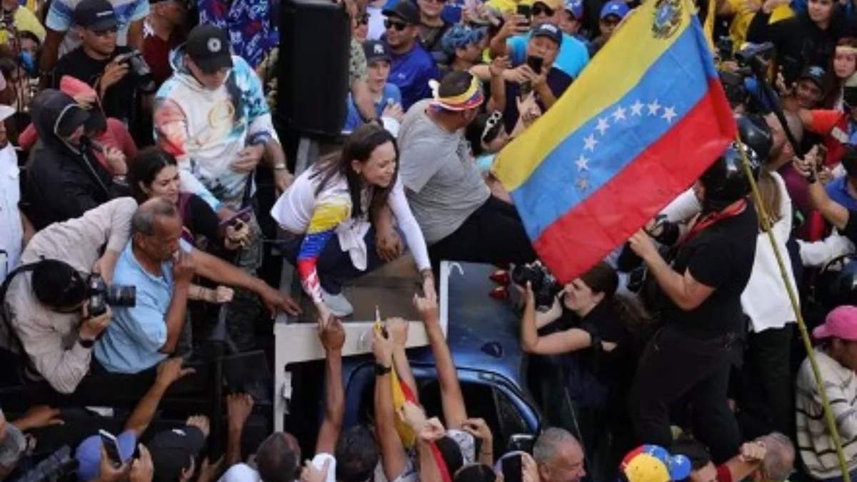 María Corina Machado a la salida de la manifestación celebrada el pasado jueves en Chacao