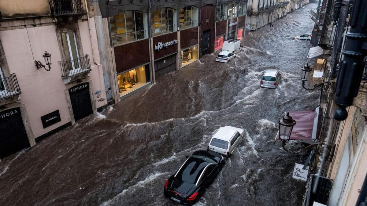 Lluvias torrenciales en Sicilia. Fuente: (Twitter)