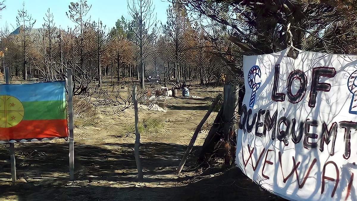 Acampe mapuche en Cuesta del Ternero. Fuente: (Twitter)