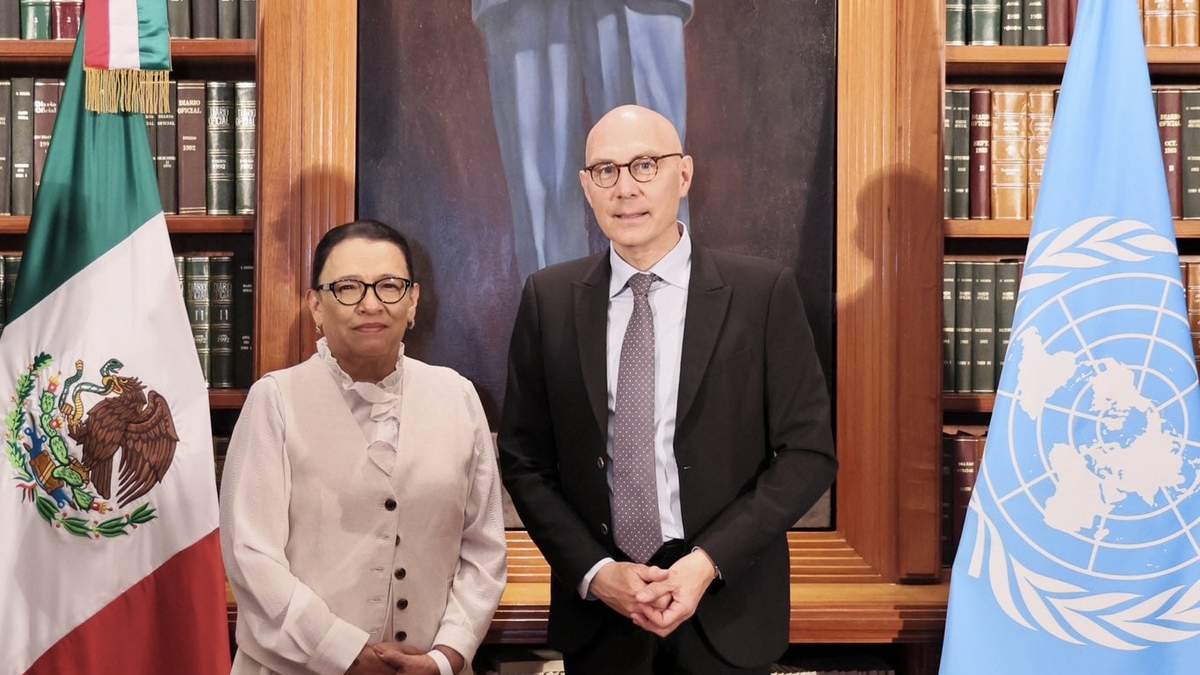 Rosa Icela Rodríguez y Volker Türk