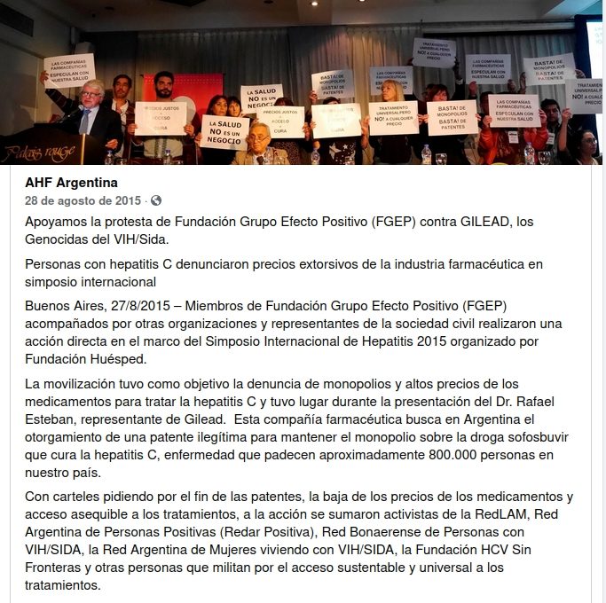 Protesta contra GILEAD