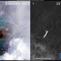 Tras violenta erupción, desaparece la isla del volcán de Tonga