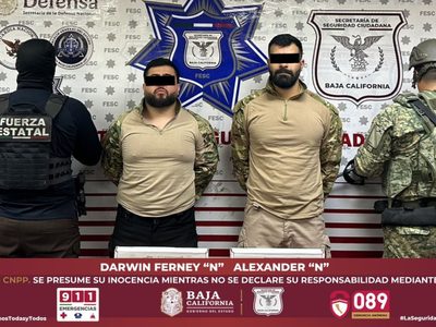 Detienen en Mexicali a dos colombianos presuntamente ligados al Cártel de Sinaloa