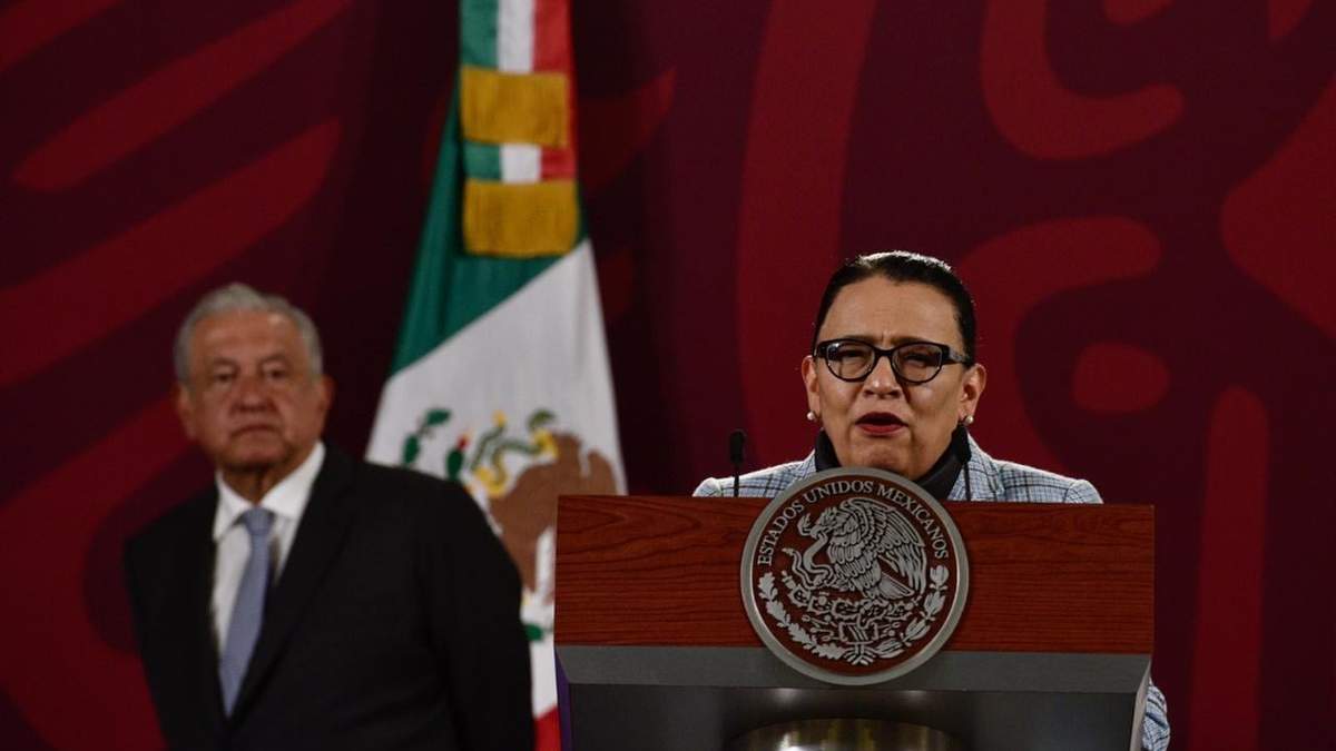 La titular de la SSPC durante la conferencia matutina