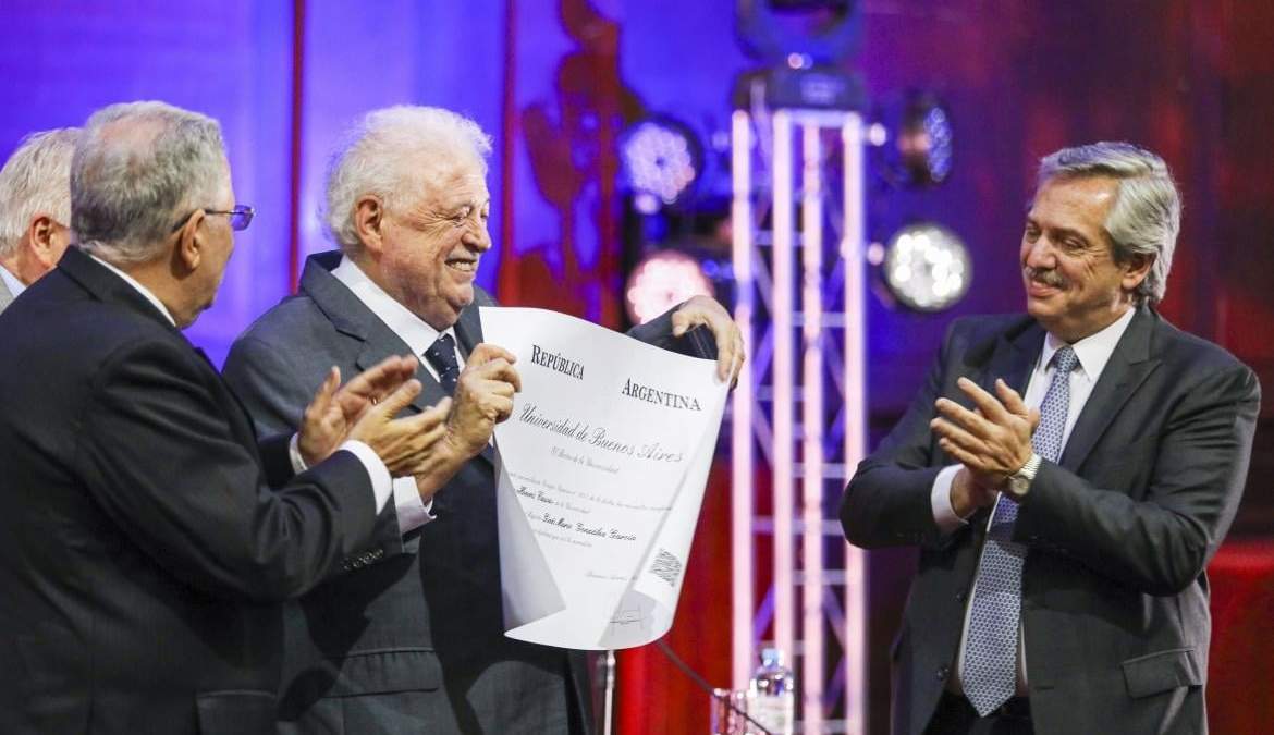 Presidente Alberto Fernández y el ministro de Salud Ginés González García. Fuente: (Twitter)