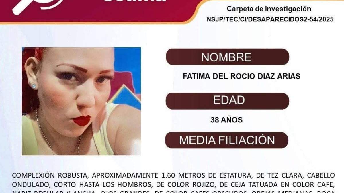 Ficha de búsqueda de Fátima del Rocío Díaz Arias, agente de la Dirección de Seguridad Pública y Vialidad de Tecomán