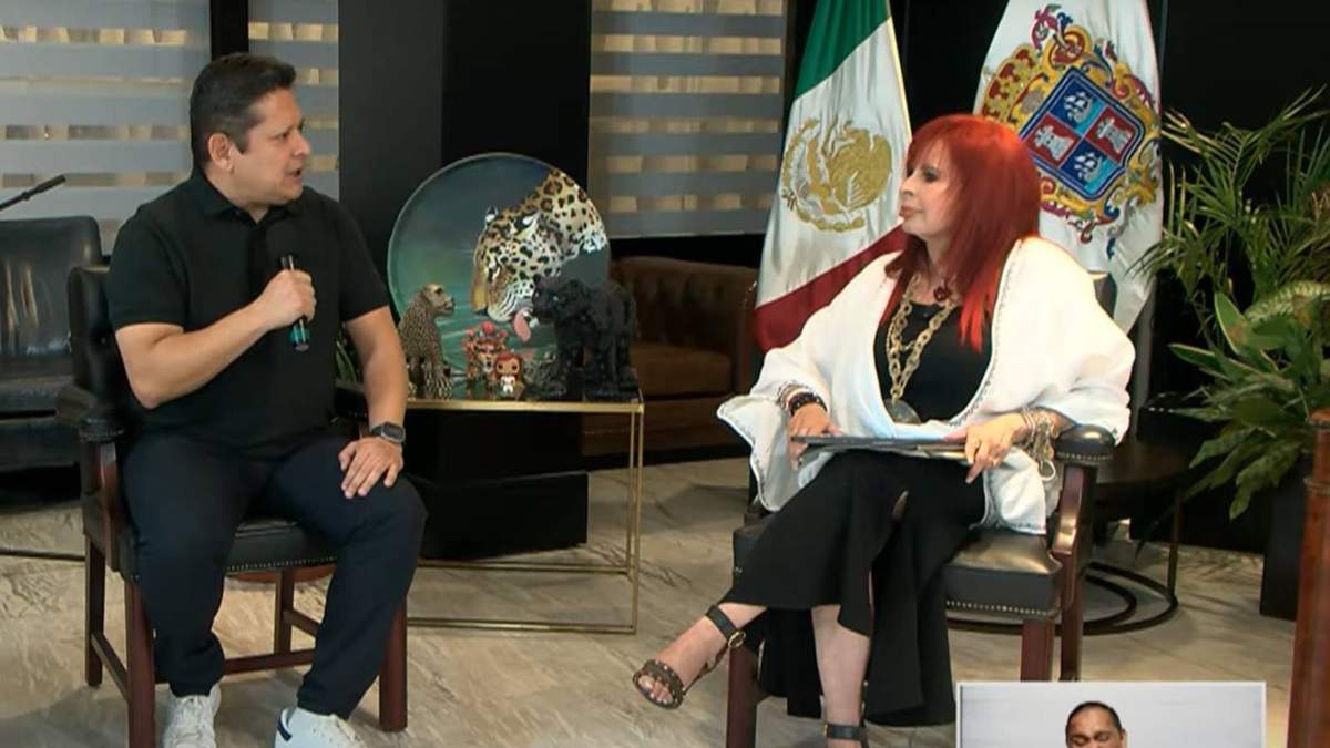 Gerardo Sánchez Sansores con la gobernadora Layda Sansores en el Martes del Jaguar