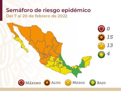 Así quedó el semáforo del 7 al 20 de febrero: CDMX sigue en amarillo; 4 estados en verde