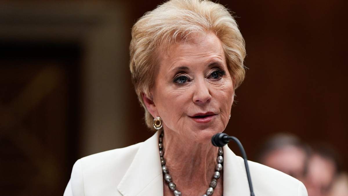 La secretaria de Educación, Linda McMahon, habla durante una audiencia ante la Comisión de Asignaciones Presupuestarias del Senado, el martes 3 de junio de 2025, en el Capitolio en Washington