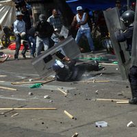 Imágenes del enfrentamiento entre campesinos y policías en la CDMX