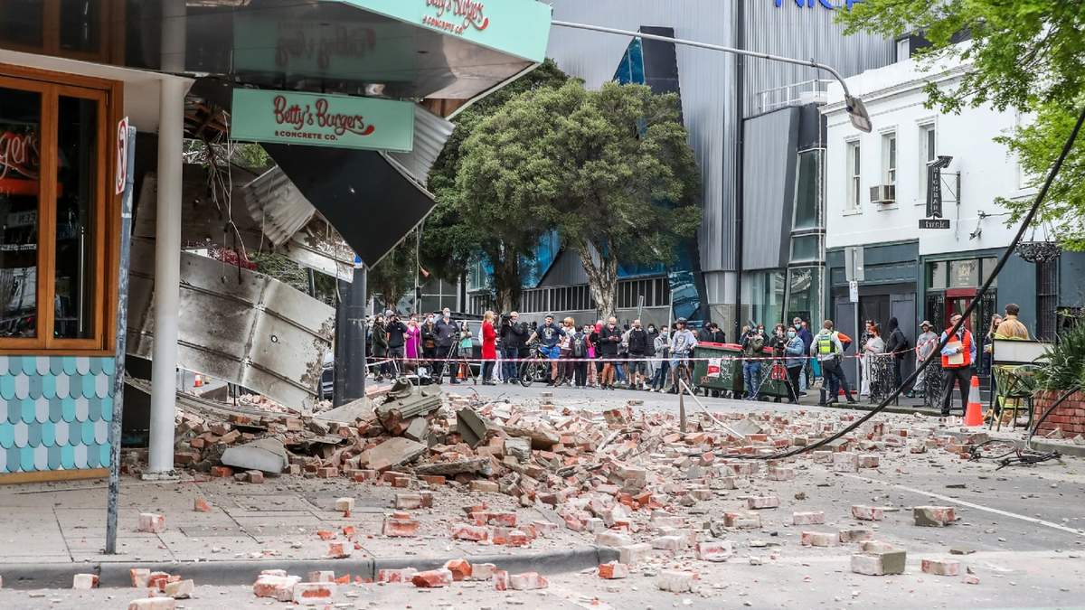 Daños en Melbourne causados por el sismo. Fuente: (Twitter)