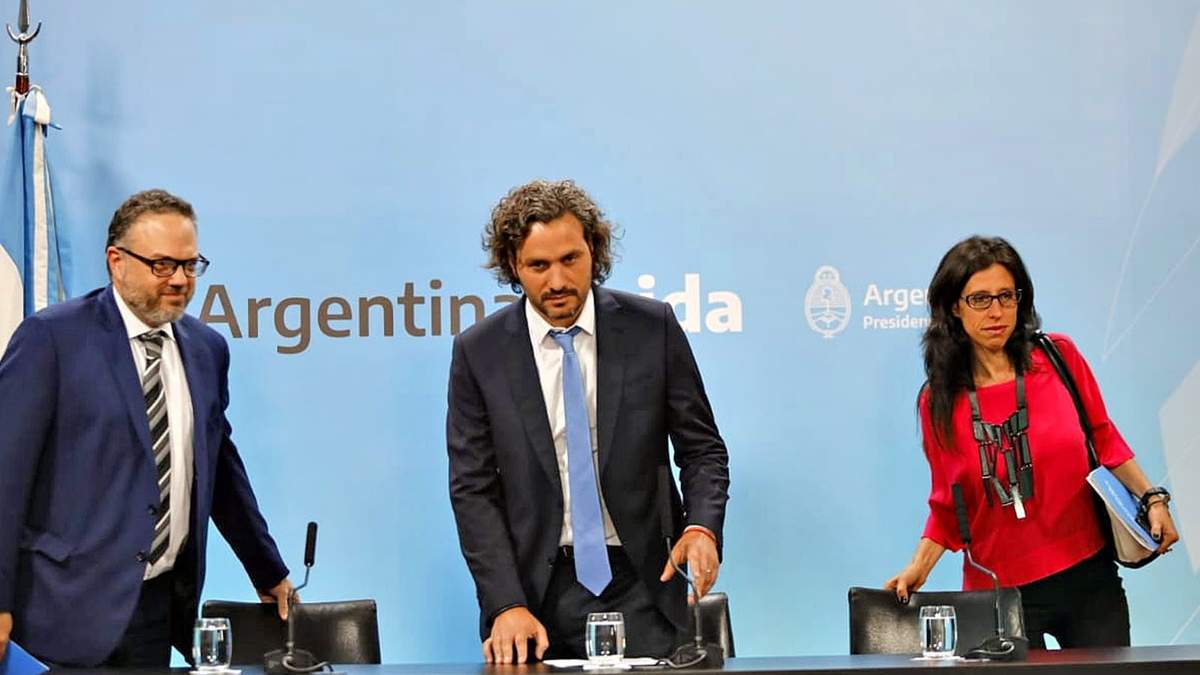 Paula Español, Santiago Cafiero y Matías Kulfas. Fuente: (Twitter)