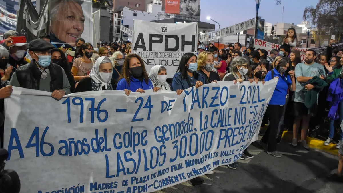 Marcha por el Día de la Memoria en Neuquén. Fuente: (Twitter)