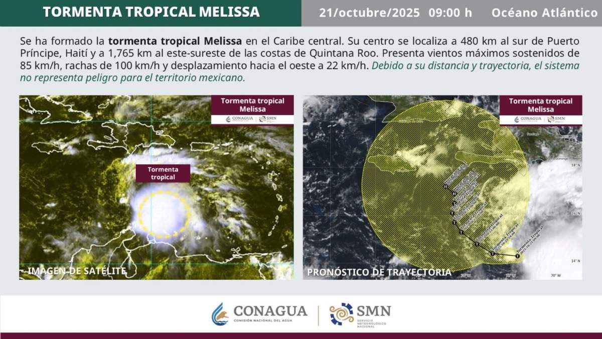 Se ha formado la tormenta tropical Melissa en el Caribe central