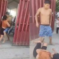 Mujer es golpeada por su pareja afuera de una escuela en Tabasco frente a su hijo (Video)