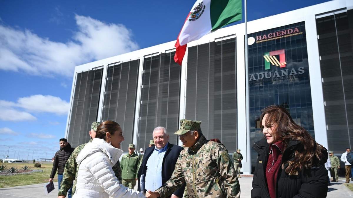 Claudia Sheinbaum en la inauguración de la nueva sede de la Agencia Nacional de Aduanas de México (ANAM) en Nuevo Laredo, Tamaulipas