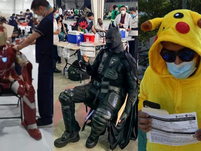 Iron Man, Batman, Pikachu, Skeletor...  el desfile de disfraces en la vacunación anti covid-19