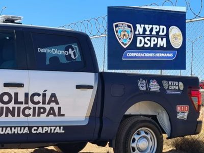 Sheinbaum critica que patrullas de Chihuahua lleven el logo de la policía de Nueva York